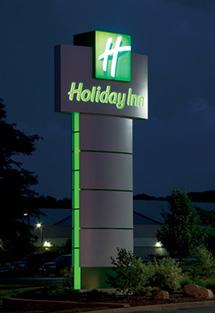 Hotel signage at night
