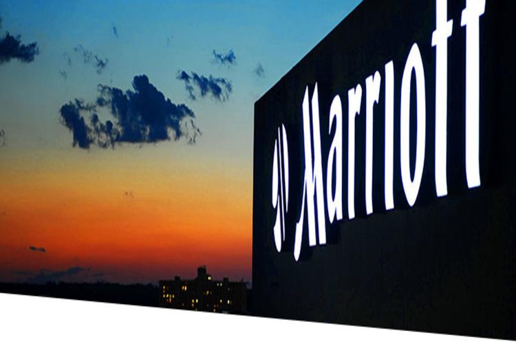 Marriott signage at sunset